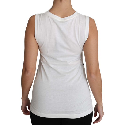 Dolce & Gabbana White Cotton #dgfamily Sleeveless Shirt Tank Top TSH3162-38