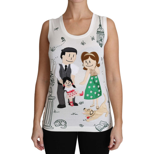 Dolce & Gabbana White Cotton #dgfamily Sleeveless Shirt Tank Top TSH3162-38