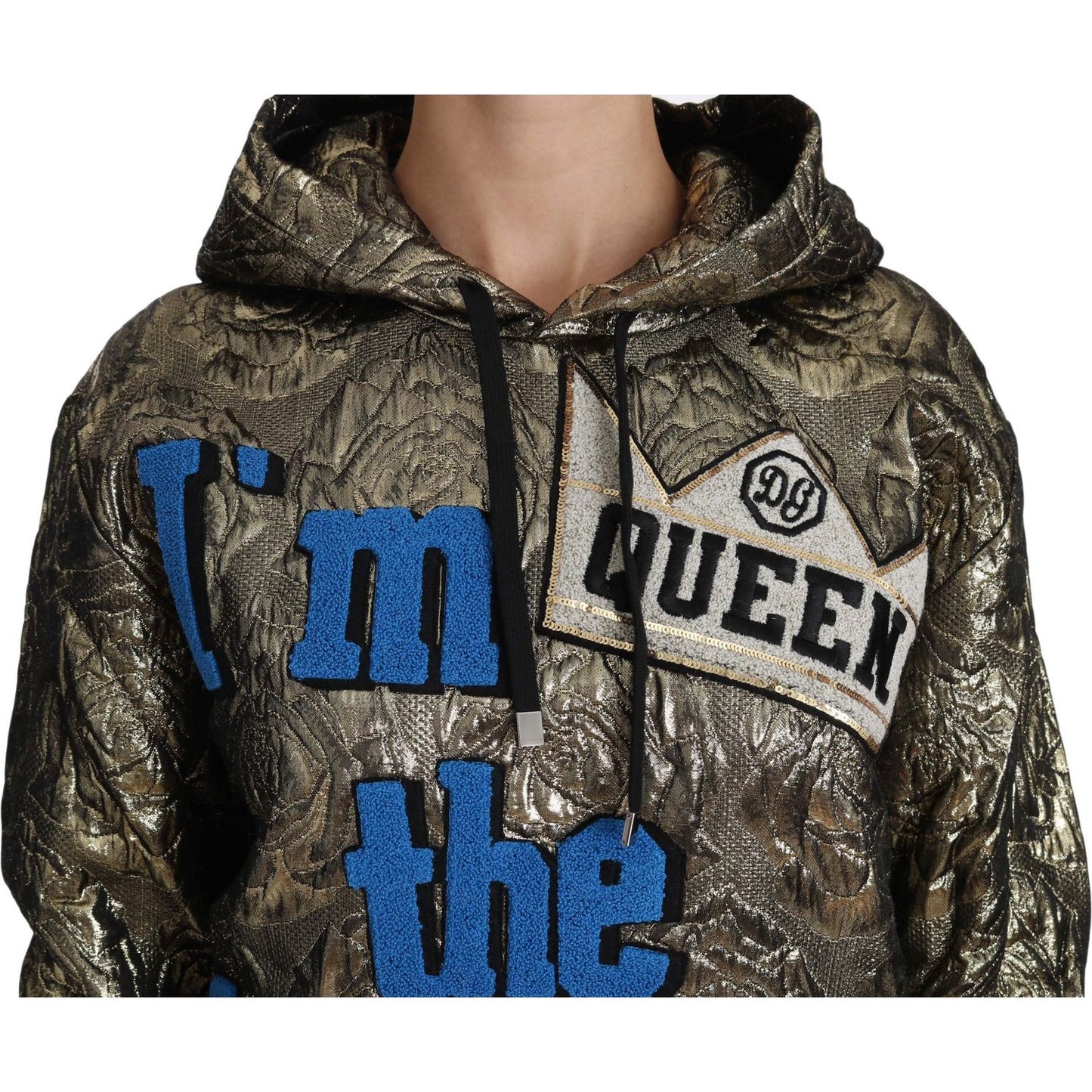 Dolce & Gabbana Im The Queen Jaquard Gold Sweatshirt Hoodie