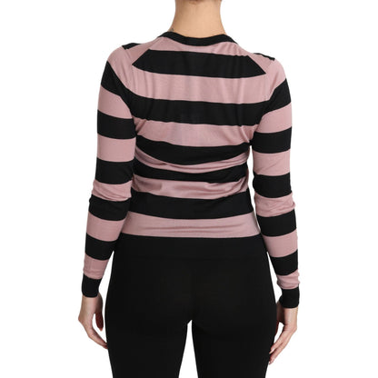 Dolce & Gabbana Pink Floral Cashmere Cardigan Sweater