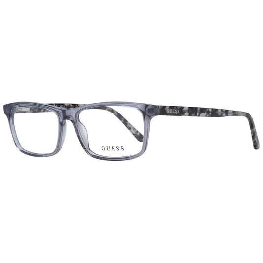 Alt Tag: Guess Gray Unisex Glasses Frame with gray full-rim rectangle style, plastic material, and Guess branded case included.