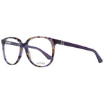 Guess Purple Women Glasses Frame, full-rim butterfly style with plastic frame, demo lenses, featuring spring hinges and branded case included.