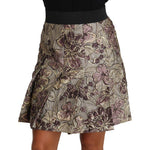 Dolce & Gabbana Elegant Floral A-Line Jacquard Skirt Skirt Dolce & Gabbana Dim Gray