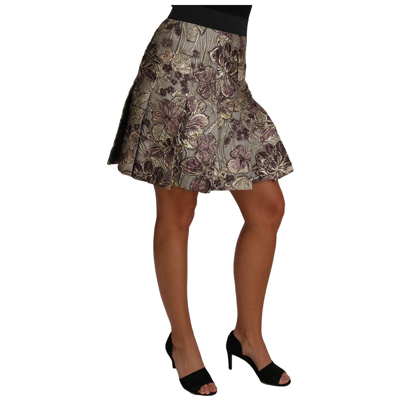 Dolce & Gabbana A-Line Mini Floral Print Jaquard Skirt