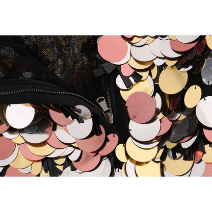 Dolce & Gabbana Gold Sequined Peplum High Waist Skirt