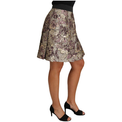 Dolce & Gabbana A-Line Mini Floral Print Jaquard Skirt Skirt