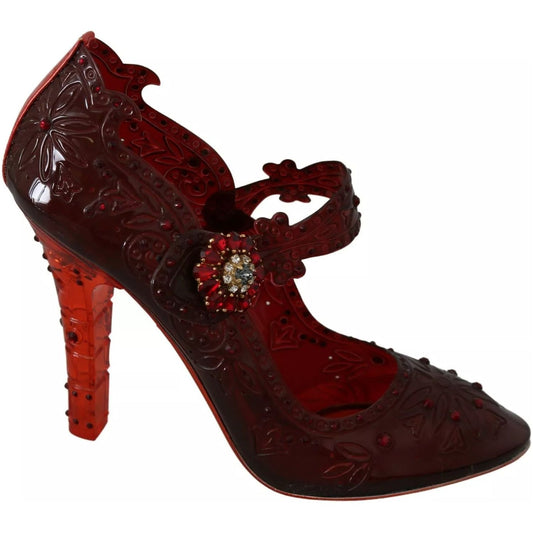 Dolce & Gabbana Red Floral Crystal Heels CINDERELLA Shoes