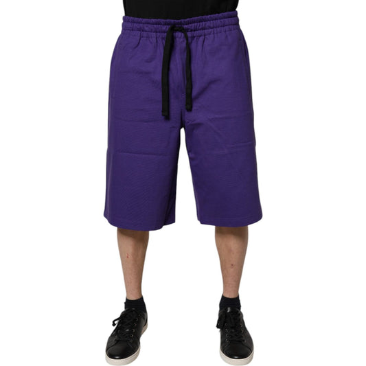 Dolce & Gabbana Purple Cotton Men Bermuda Sweatshorts Shorts PAN75761-48
