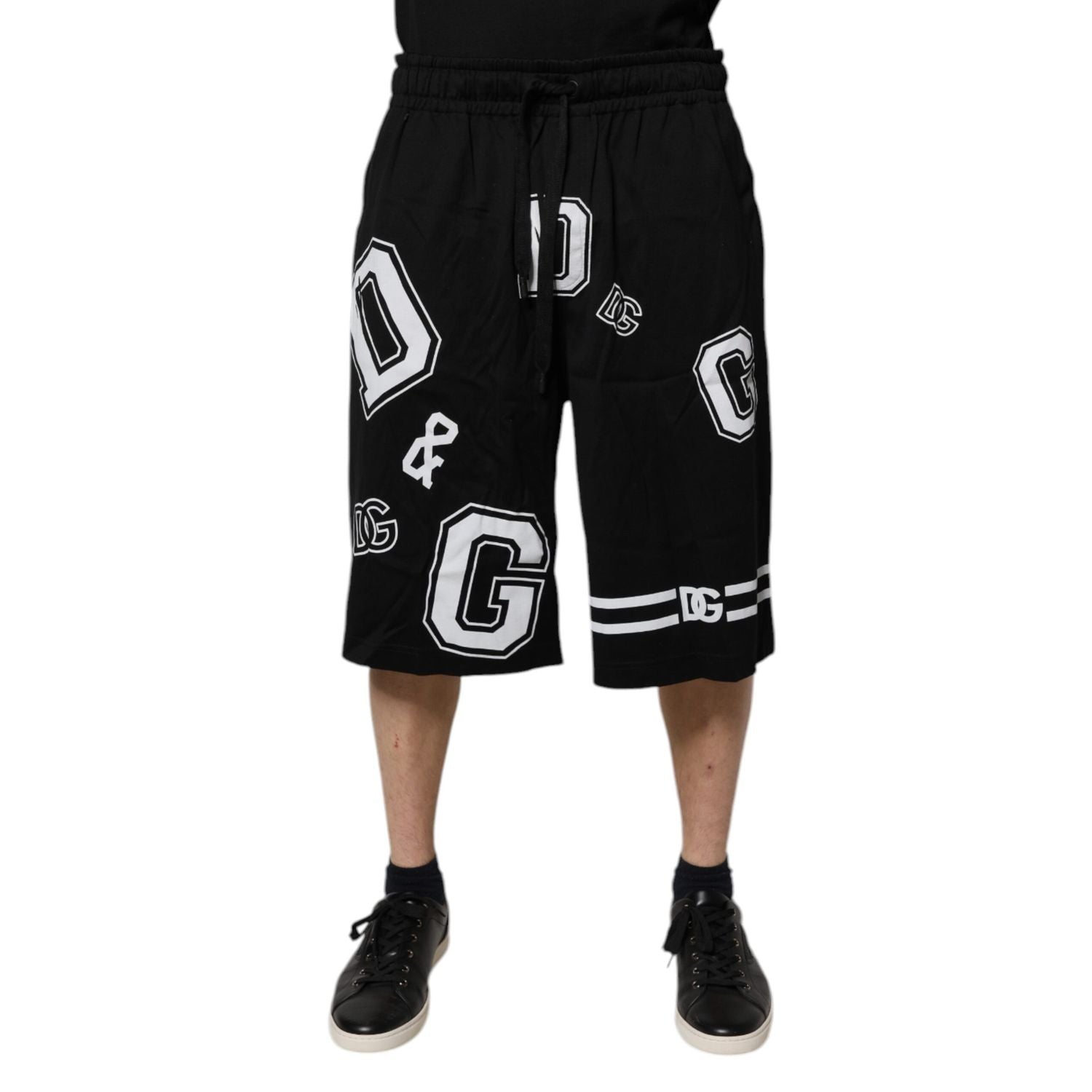 Dolce & Gabbana Black Logo Cotton Bermuda Sweatshorts Shorts