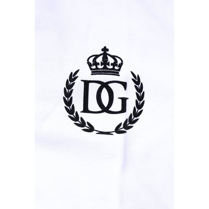 Dolce & Gabbana White Cotton Crown Collared Men Polo T-shirt