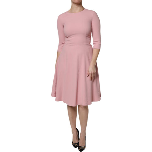 Dolce & Gabbana Pink A-line Flare Viscose 3/4 Sleeves Dress DR81522-40