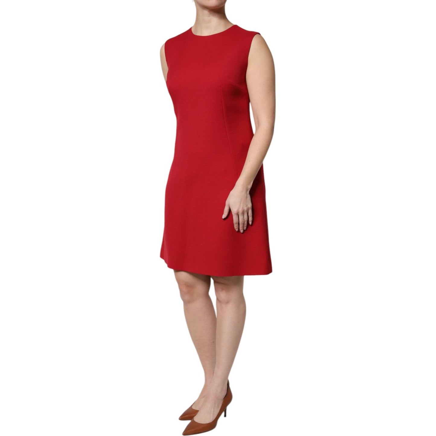 Dolce & Gabbana Red Wool Sleeveless Knee Length A-line Dress DR81638-44