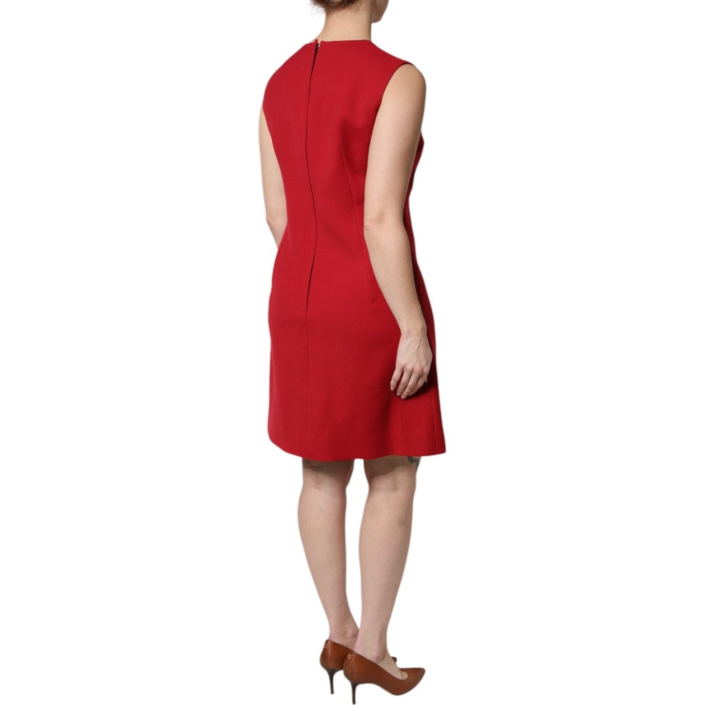 Dolce & Gabbana Red Wool Sleeveless Knee Length A-line Dress DR81638-44
