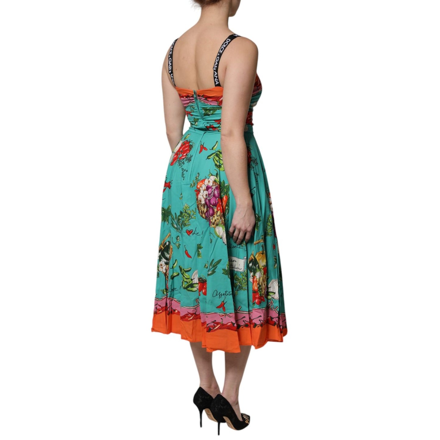 Dolce & Gabbana Multicolor Printed Silk Sleeveless Midi Dress