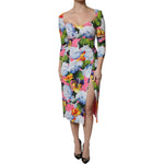 Dolce & Gabbana Multicolor Floral Side Slit Midi Dress DR81652-36