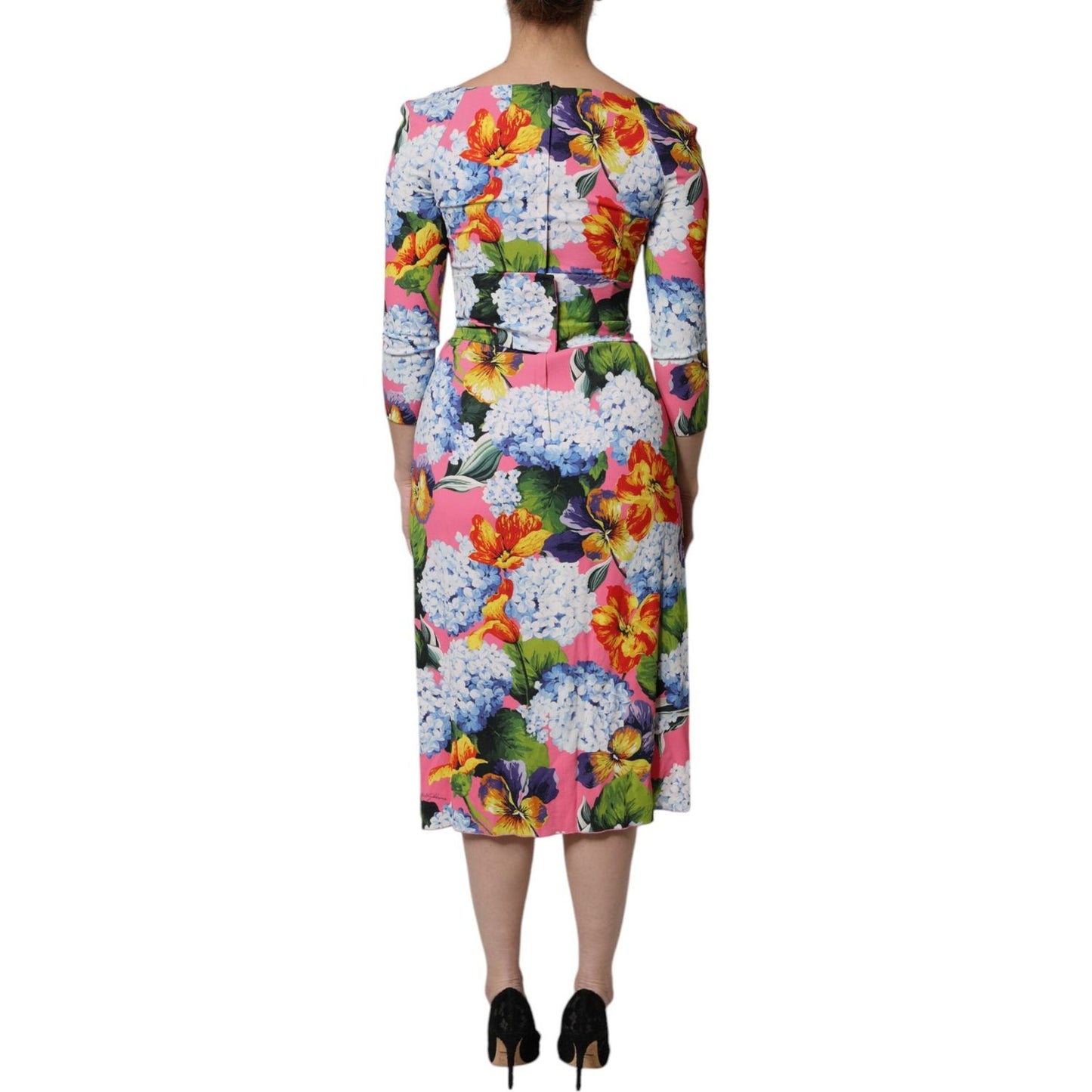 Dolce & Gabbana Multicolor Floral Side Slit Midi Dress DR81652-36