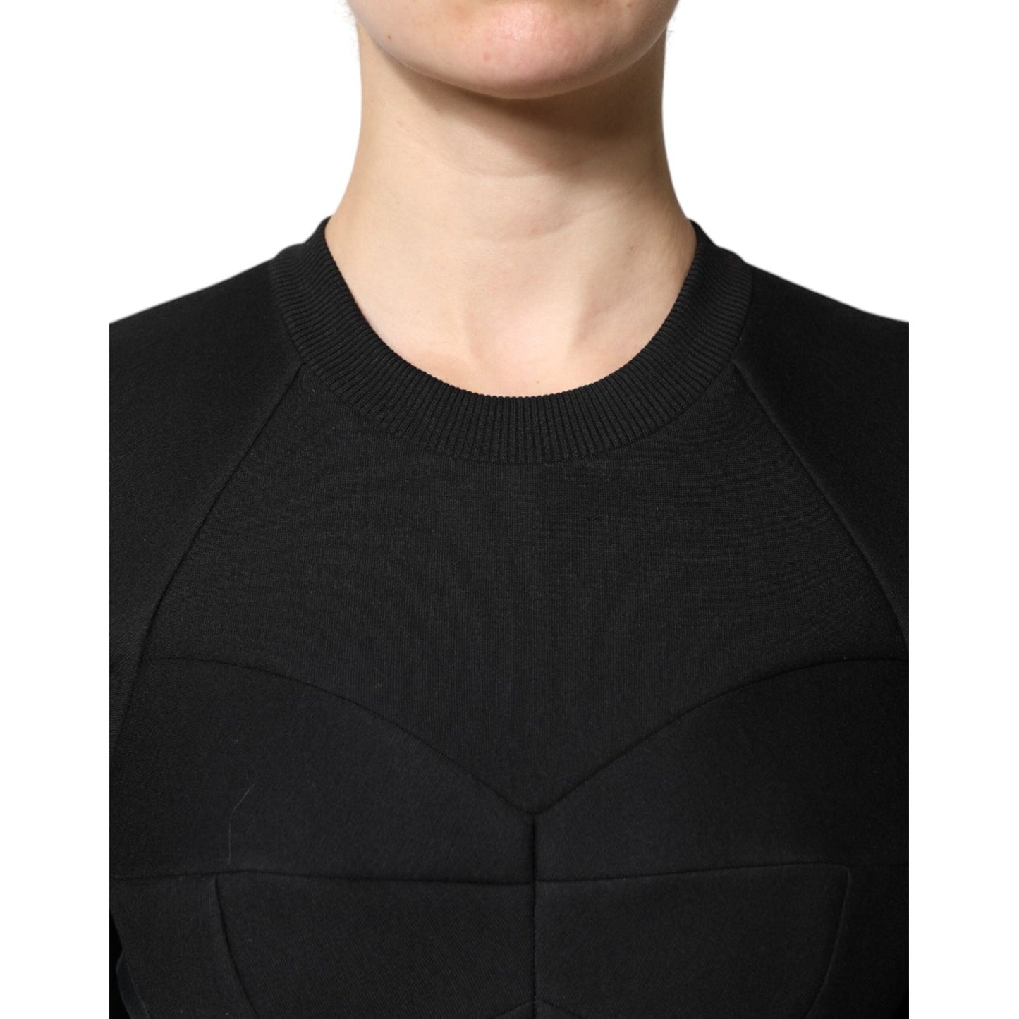 Dolce & Gabbana Black Cotton Long Sleeves A-line Mini Dress DR81653-36