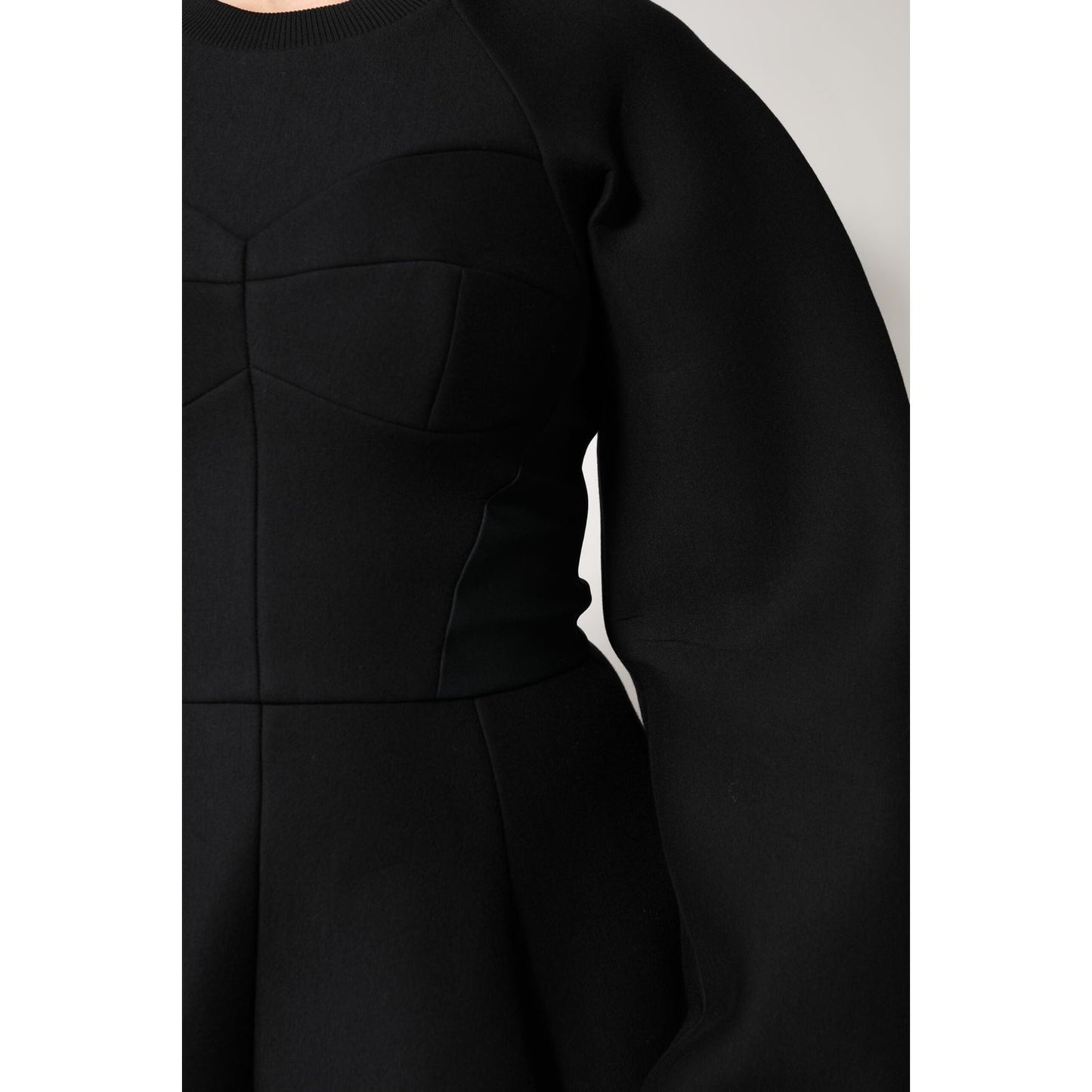 Dolce & Gabbana Black Cotton Long Sleeves A-line Mini Dress DR81653-36