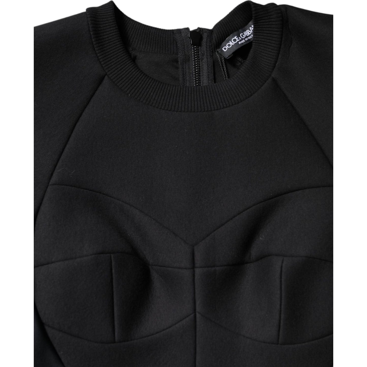 Dolce & Gabbana Black Cotton Long Sleeves A-line Mini Dress DR81653-36