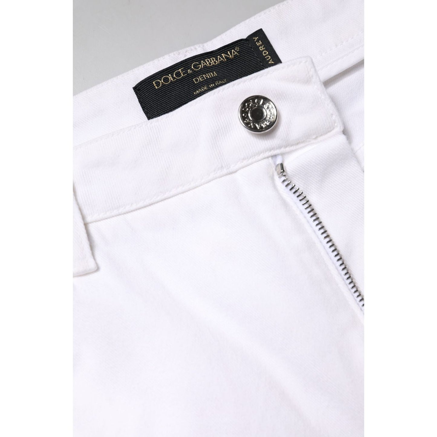 Dolce & Gabbana White Cotton Mid Waist Skinny Denim Jeans
