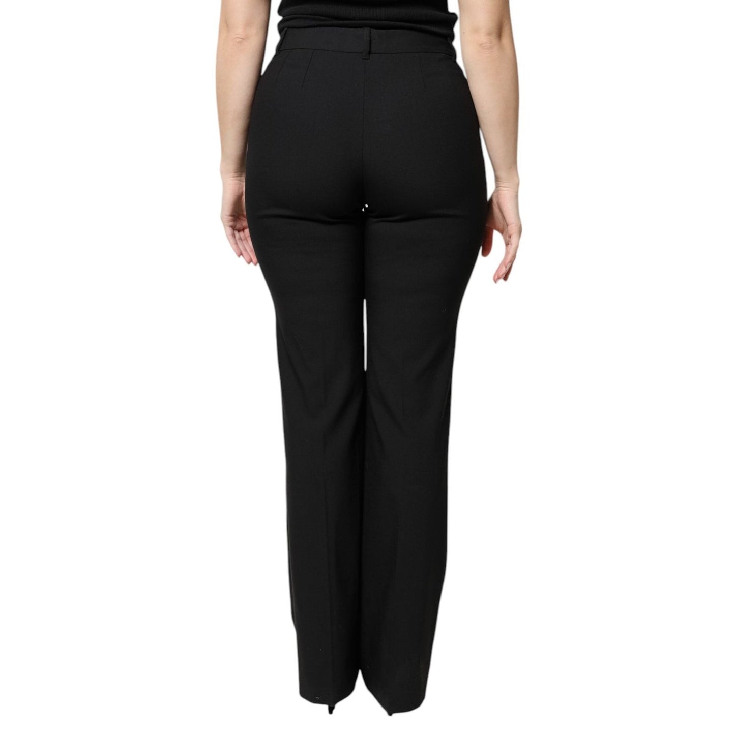 Dolce & Gabbana Black Wool High Waist Boot Cut Dress Pants PAN75975-40