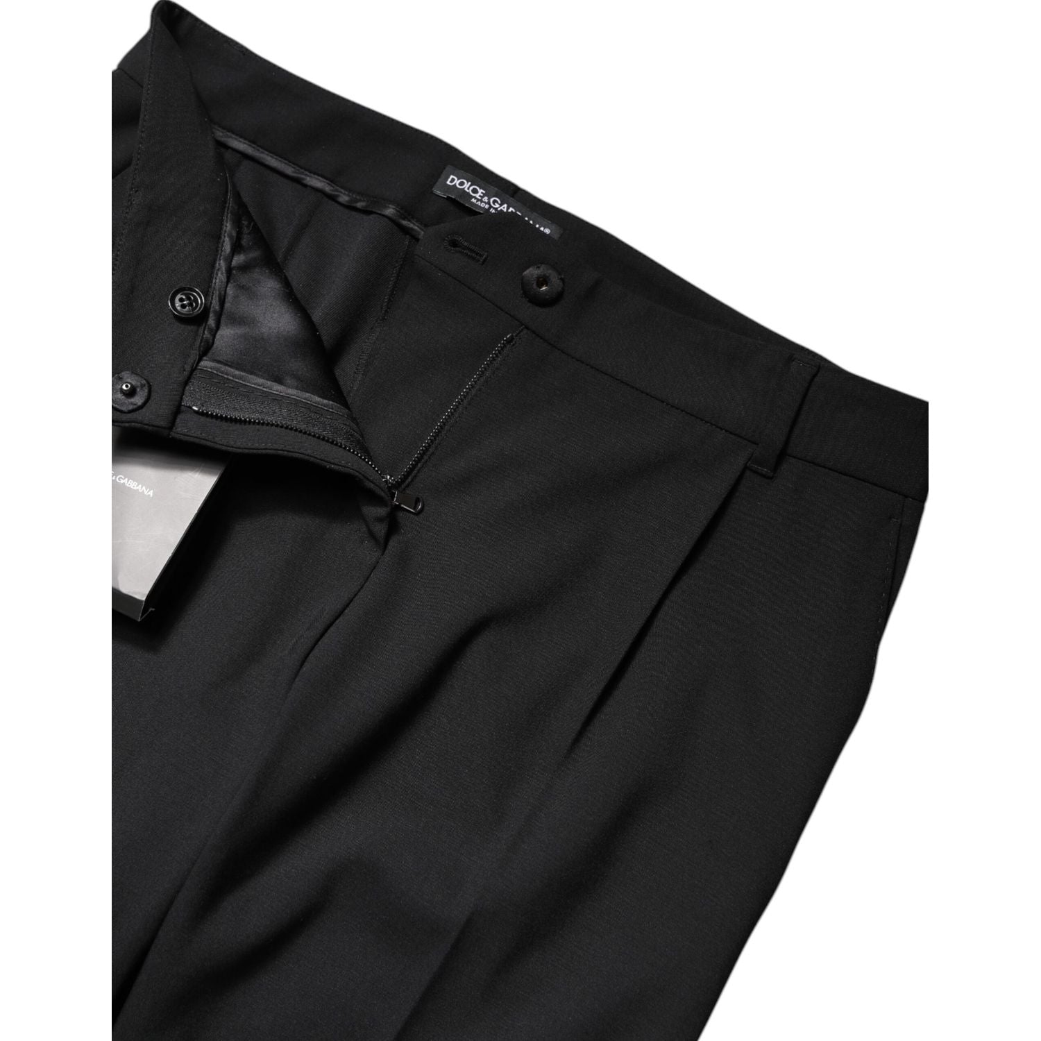 Dolce & Gabbana Black Wool High Waist Boot Cut Dress Pants