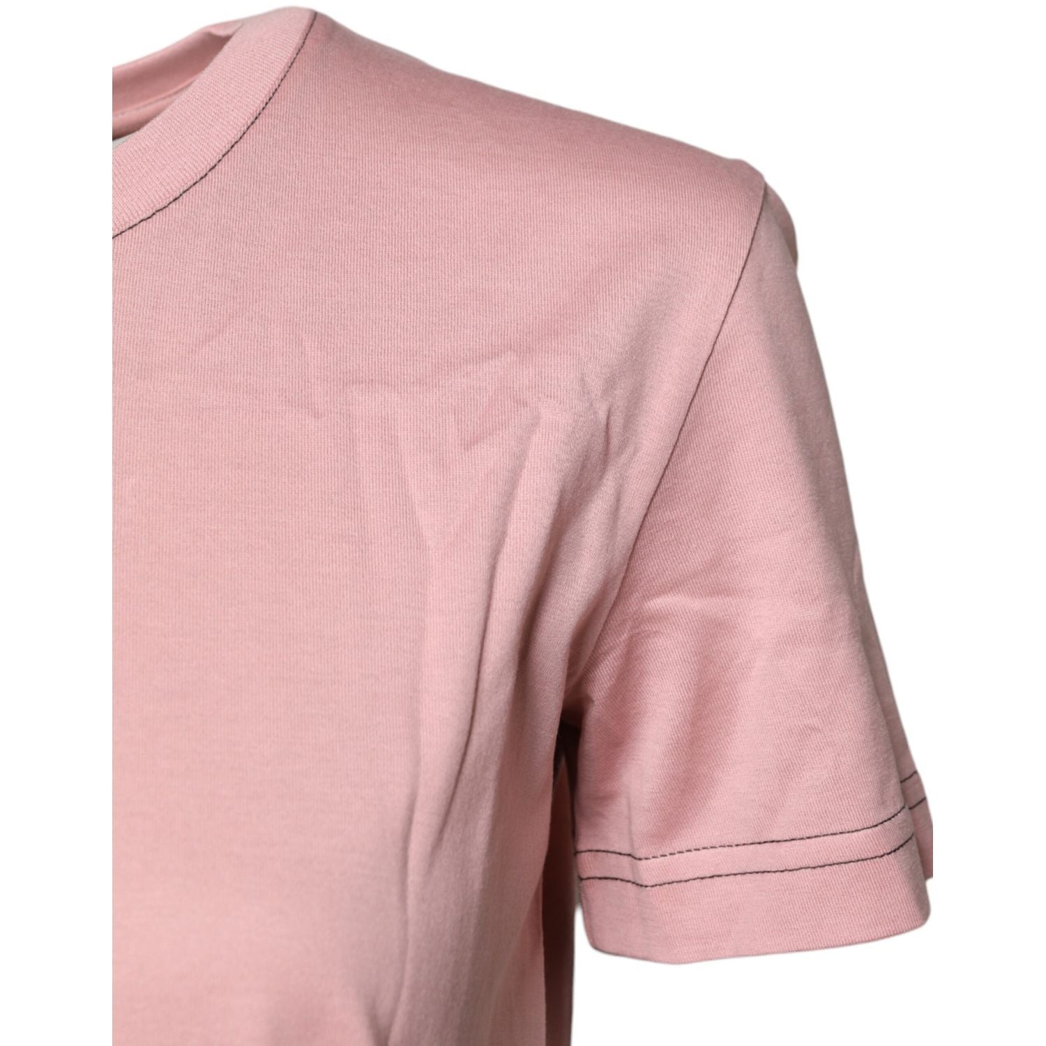 Dolce & Gabbana Pink Logo Print Cotton Crew Neck T-shirt
