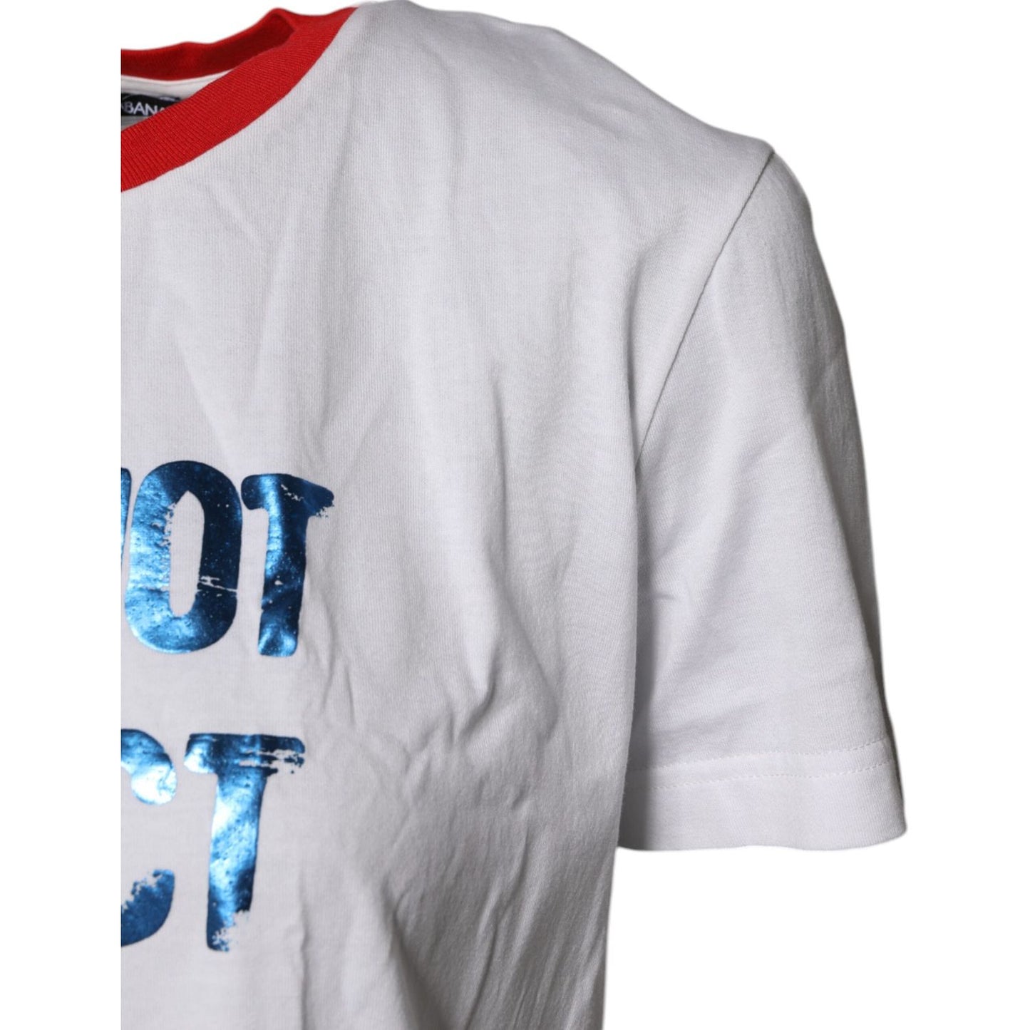 Dolce & Gabbana White Graphic Print Cotton Crew Neck T-shirt