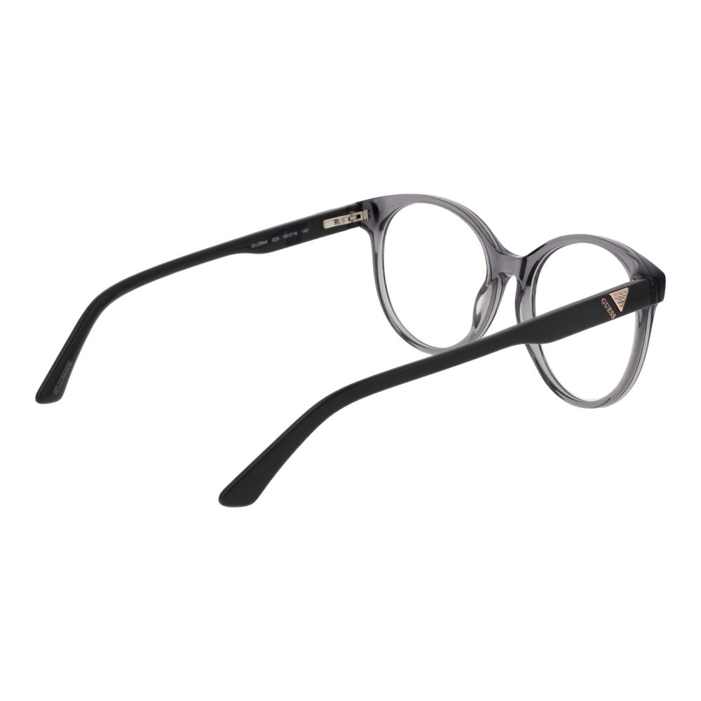 Alt Tag: Guess Gray Women Glasses Frame, grey acetate material, round full-rim style, demo lenses, 55-18-140 size with branded case.