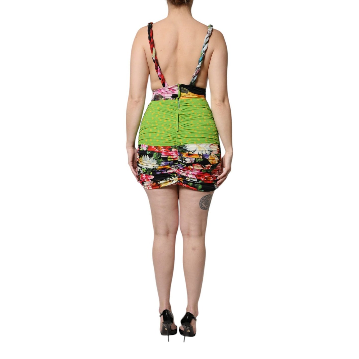 Dolce & Gabbana Multicolor Floral Patchwork Fitted Mini Dress