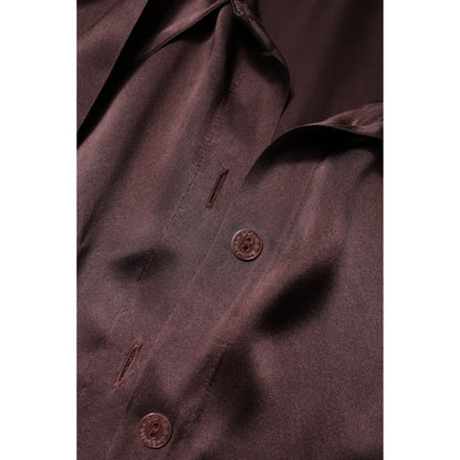 Dolce & Gabbana Brown Ascot Collar Long Sleeve Blouse Top