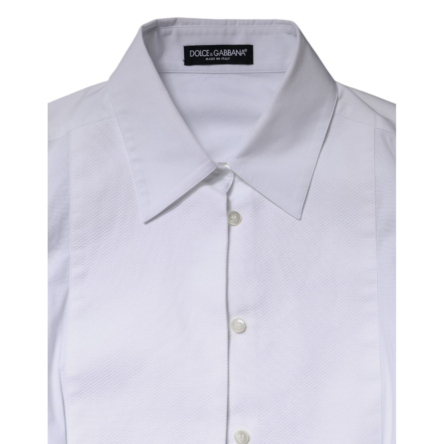 Dolce & Gabbana White Cotton Dress Collared Dress Shirt Top
