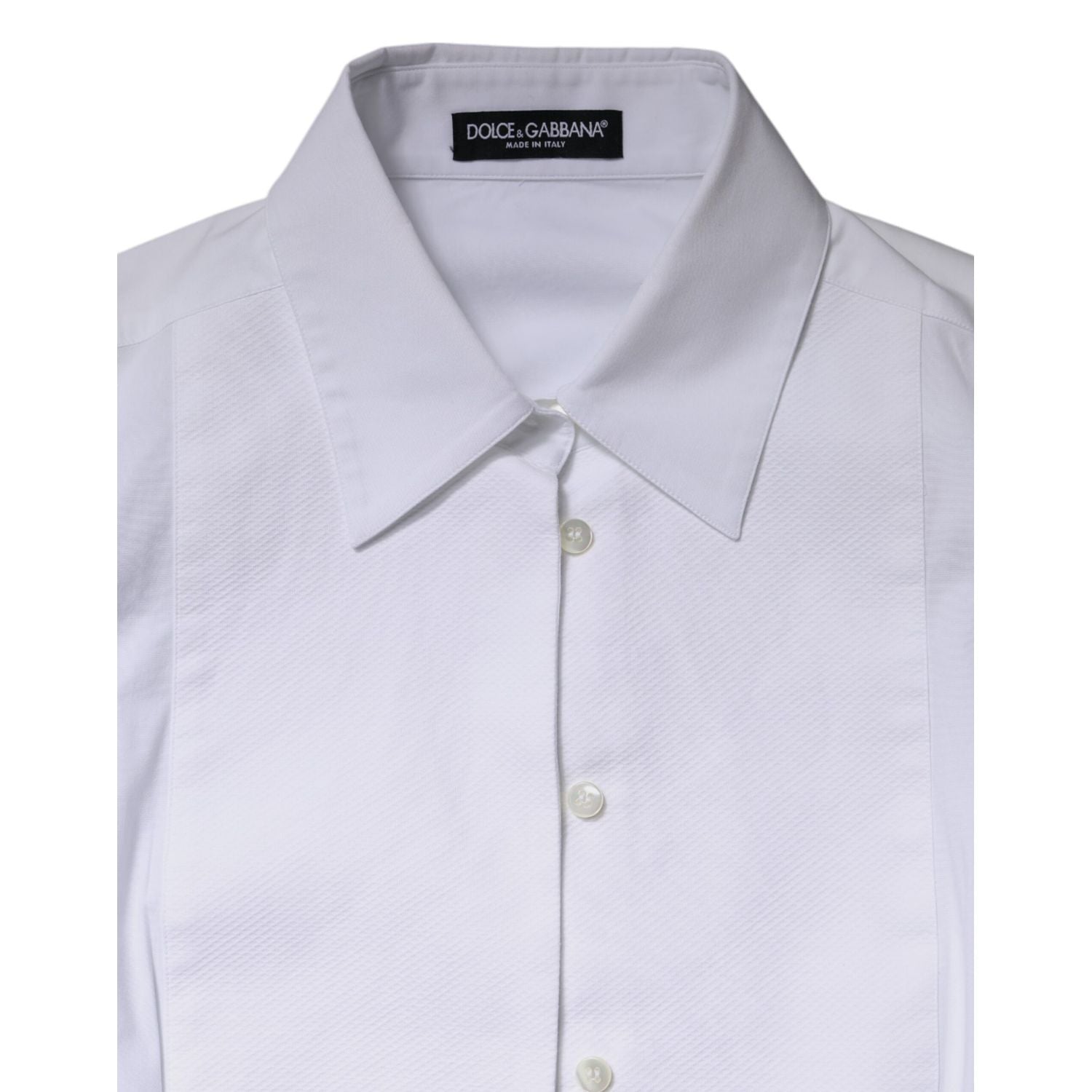 Dolce & Gabbana White Cotton Dress Collared Dress Shirt Top