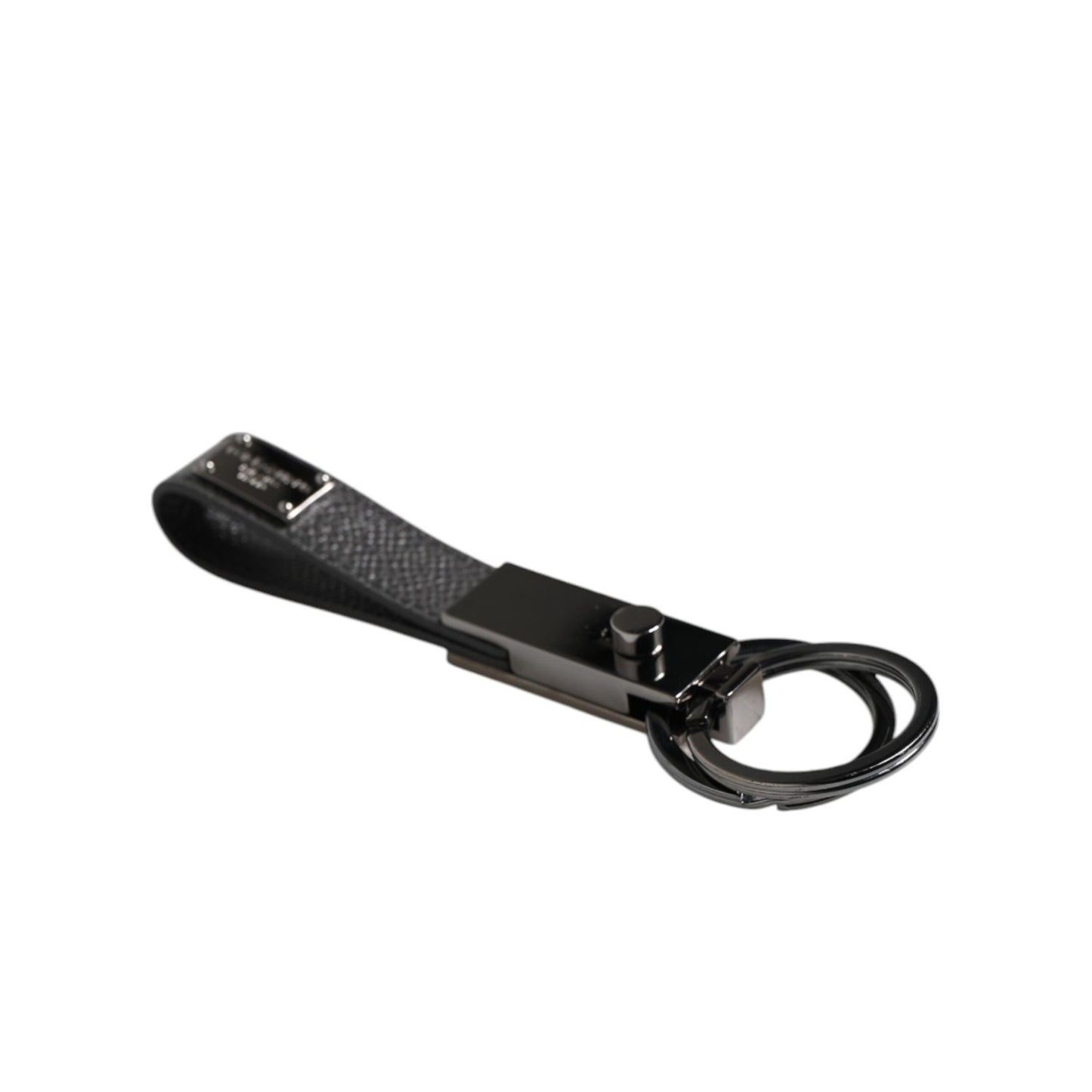 Dolce & Gabbana Brown Leather DG Plaque Double Keyring Holder Keychain