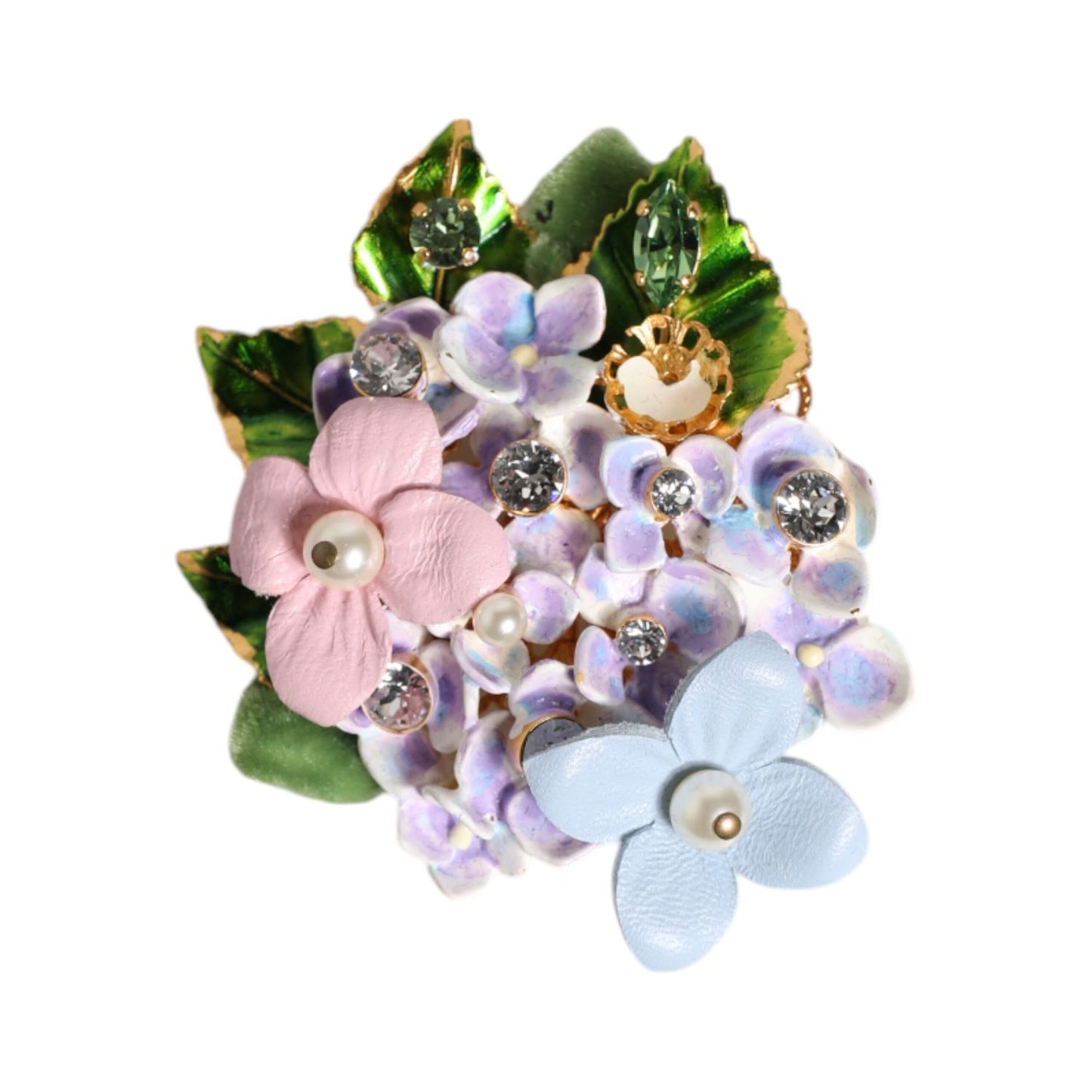 Dolce & Gabbana Multicolor Floral Crystals Pearls Enamel Accents Brooch