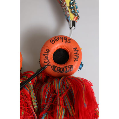 Dolce & Gabbana Multicolor Whimsical Tasseled Crystal Headset Headphones