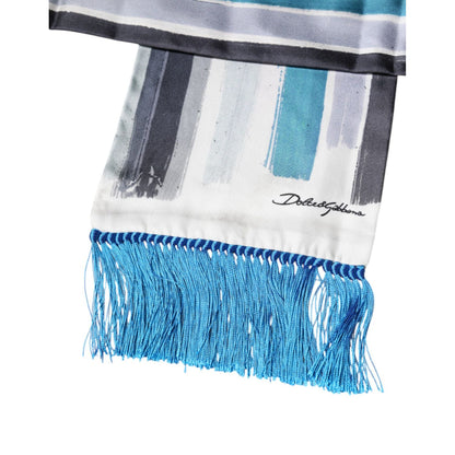 Dolce & Gabbana Multicolor Stripes Silk Fringes Neck Foulard Scarf