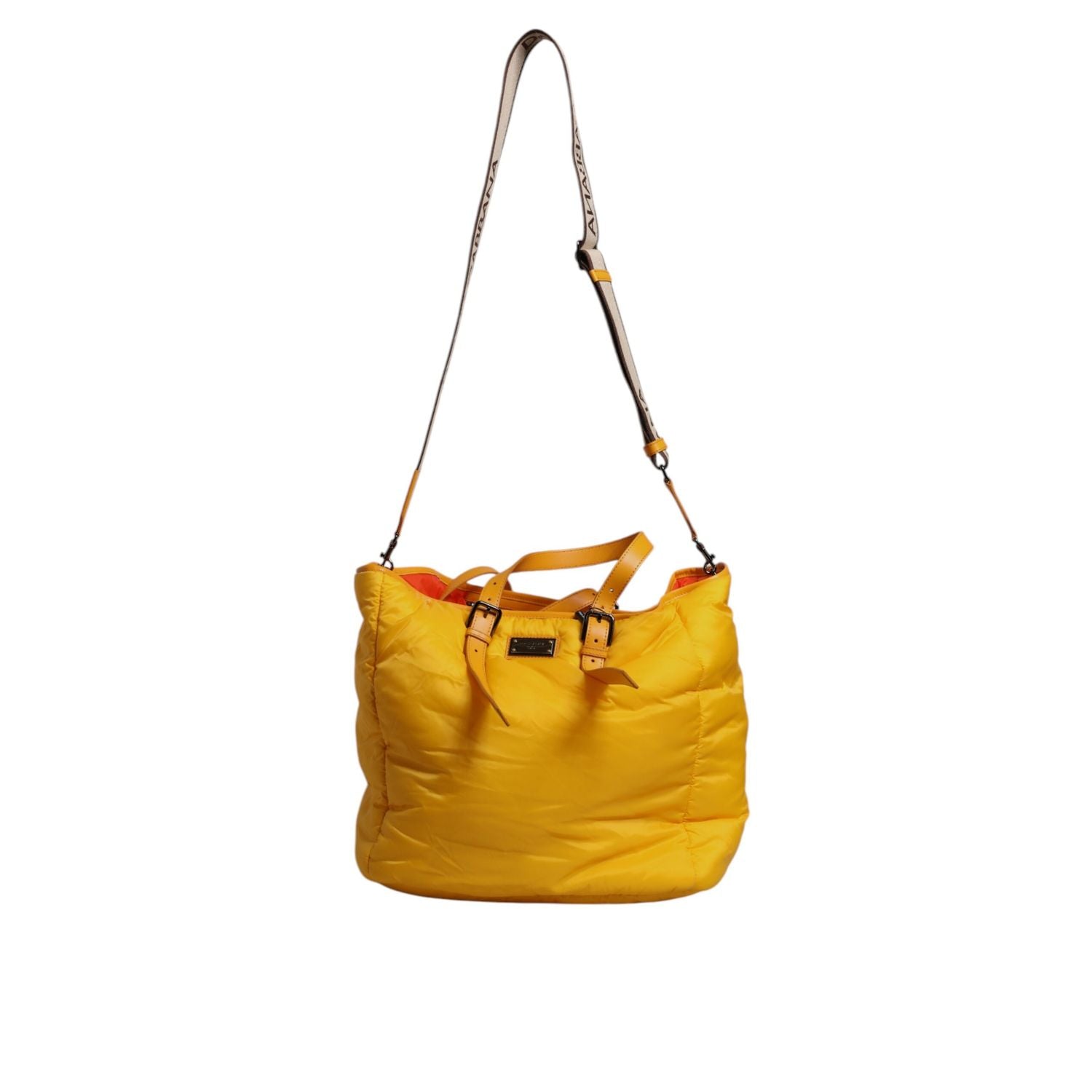 Dolce & Gabbana Yellow Orange Nylon Logo Plaque Hand Shoulder Duffle Bag