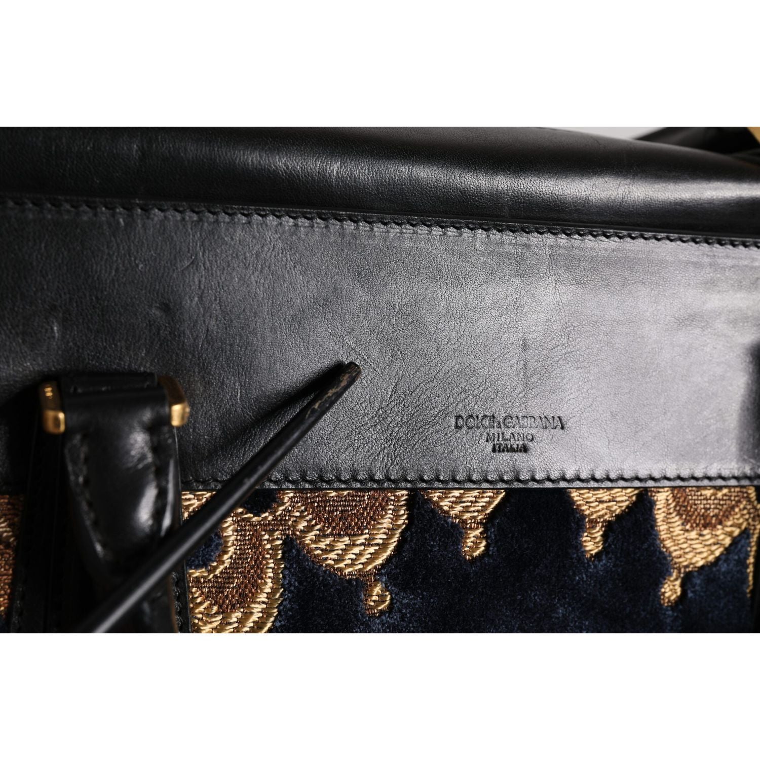 Dolce & Gabbana Black Floral Jacquard Handbag Shoulder Tote Bag