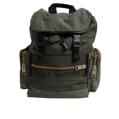 Dolce & Gabbana Military Green Patchwork Travel Backpack Bag