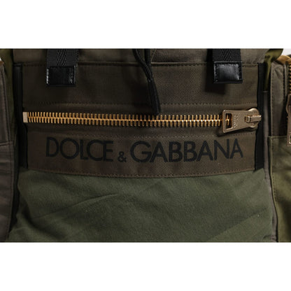 Dolce & Gabbana Military Green Patchwork School Backpack Bag