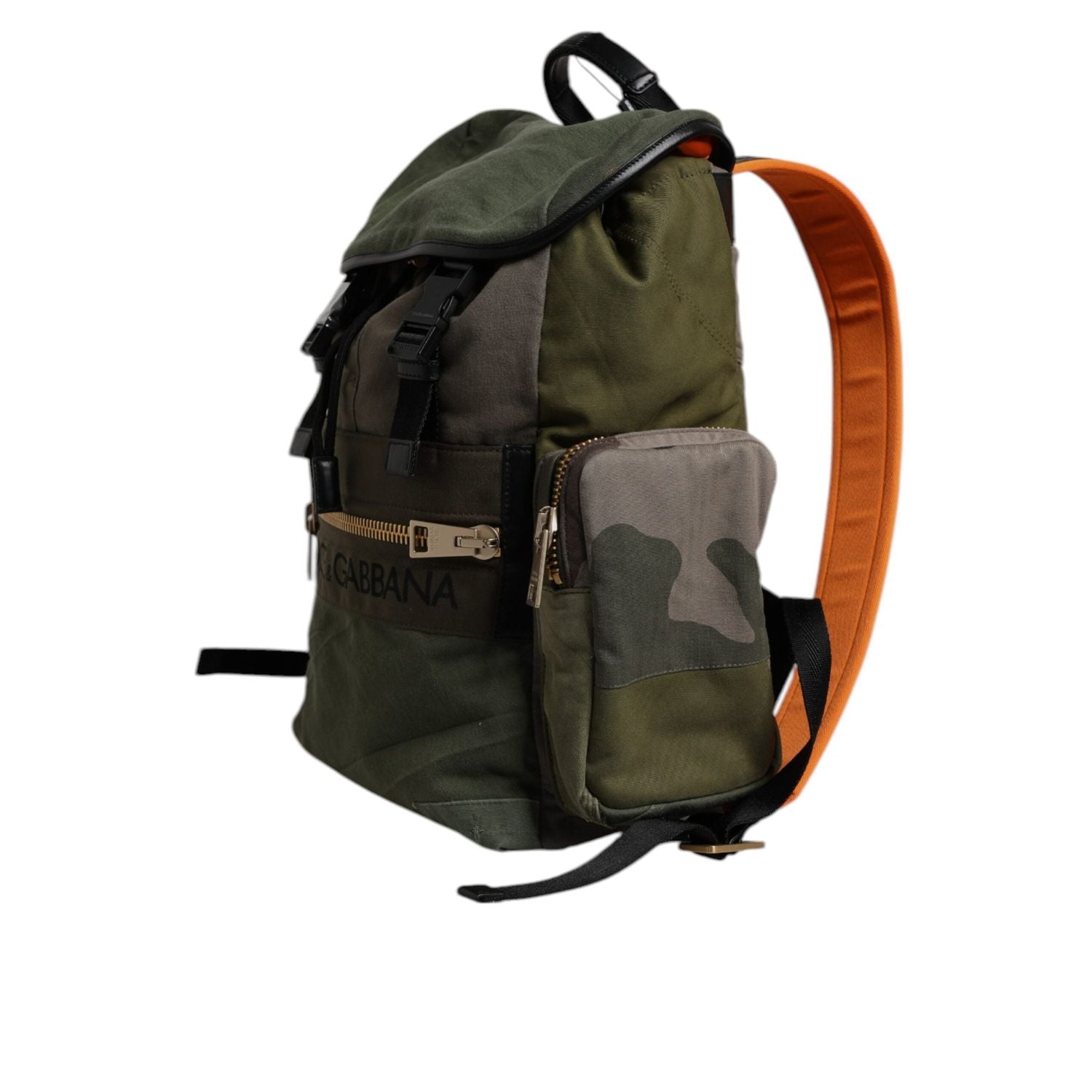 Dolce & Gabbana Military Green Patchwork Travel Backpack Bag