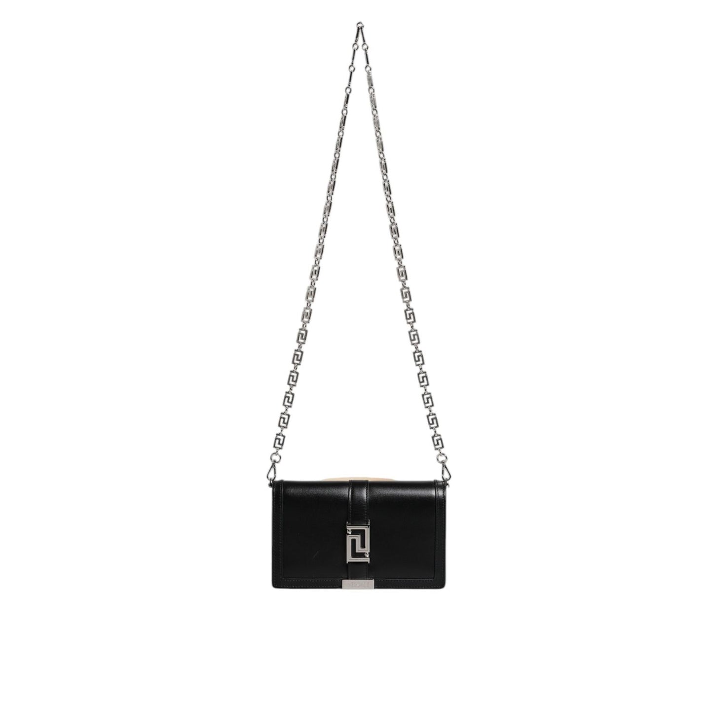 Versace Black Calfskin Leather Chain Strap Shoulder Crossbody Bag