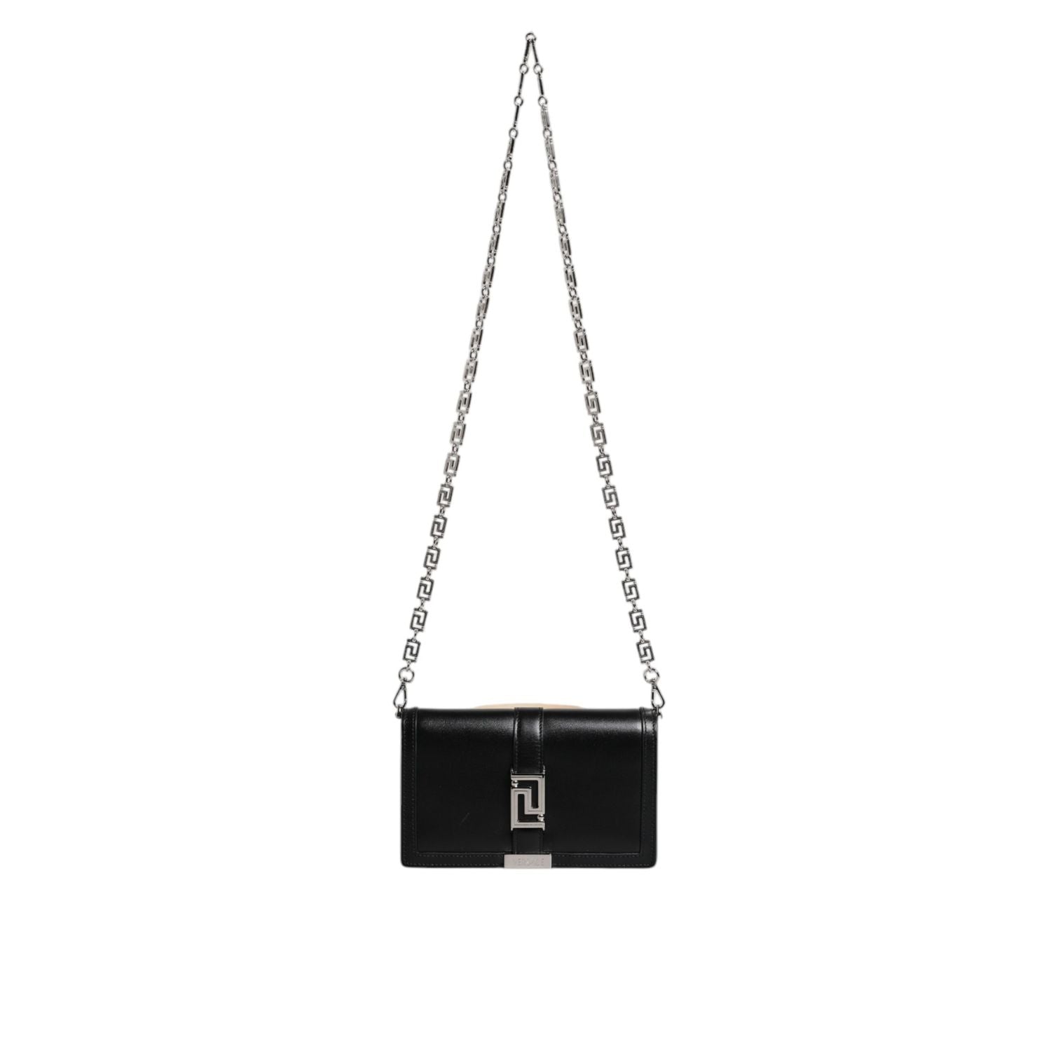 Versace Black Calfskin Leather Chain Strap Shoulder Crossbody Bag