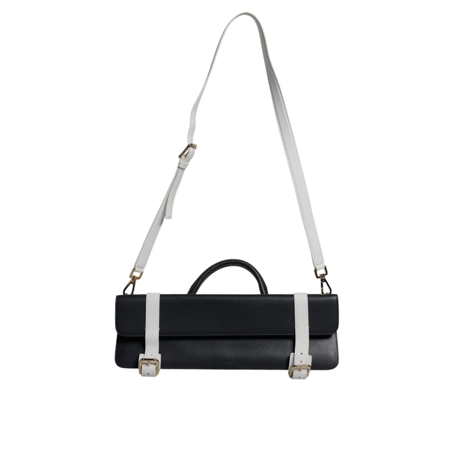 Dolce & Gabbana Blue White Calfskin Leather Crossbody Shoulder Bag