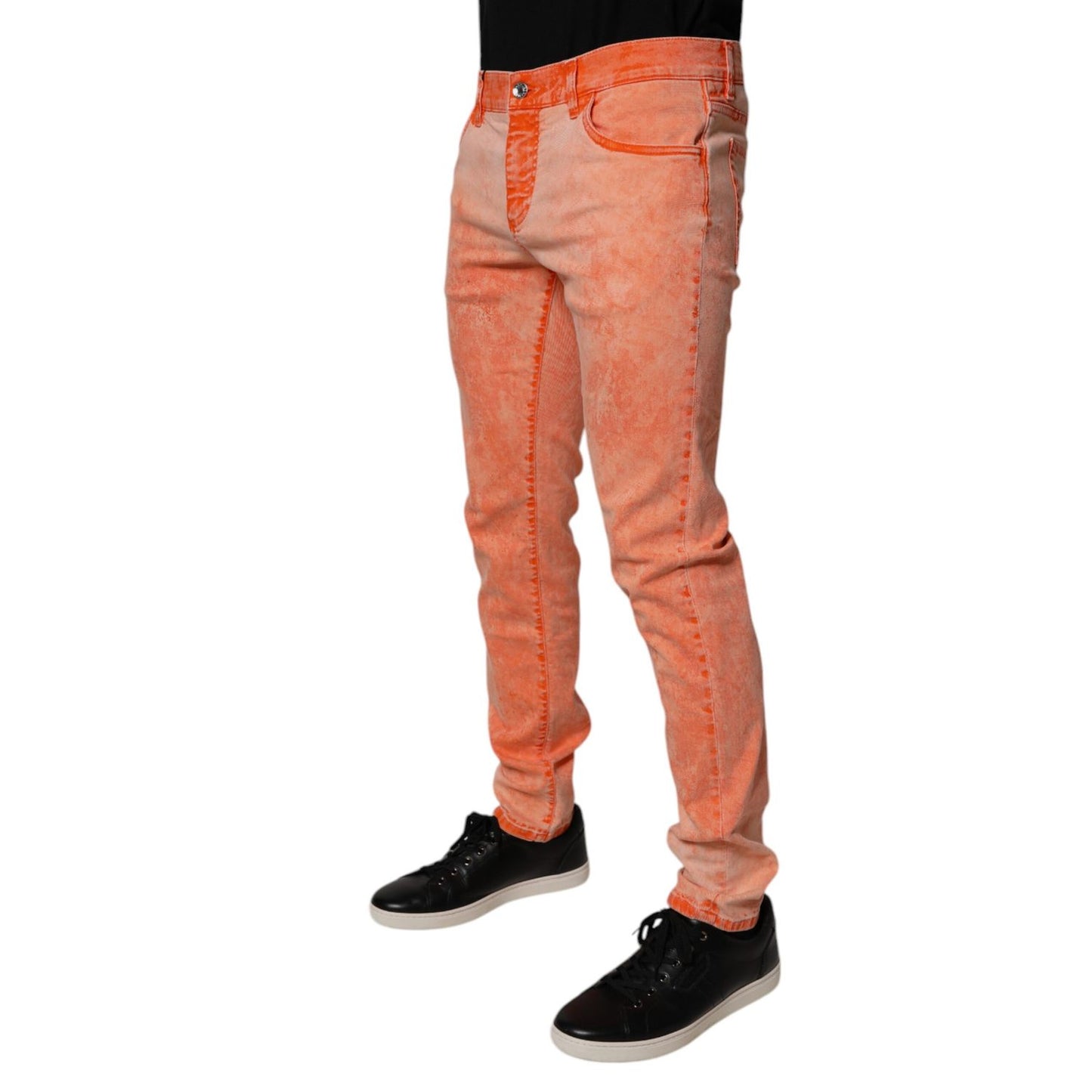 Dolce & Gabbana Orange Tie Dye Cotton Skinny Men Denim Jeans