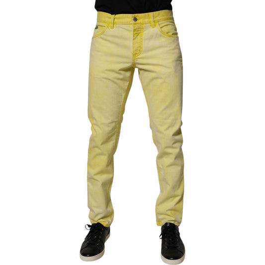 Dolce & Gabbana Yellow Cotton Stretch Skinny Men Denim Jeans PAN75143-48