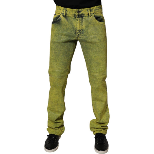 Dolce & Gabbana Yellow Cotton Stretch Skinny Men Denim Jeans PAN75147-48