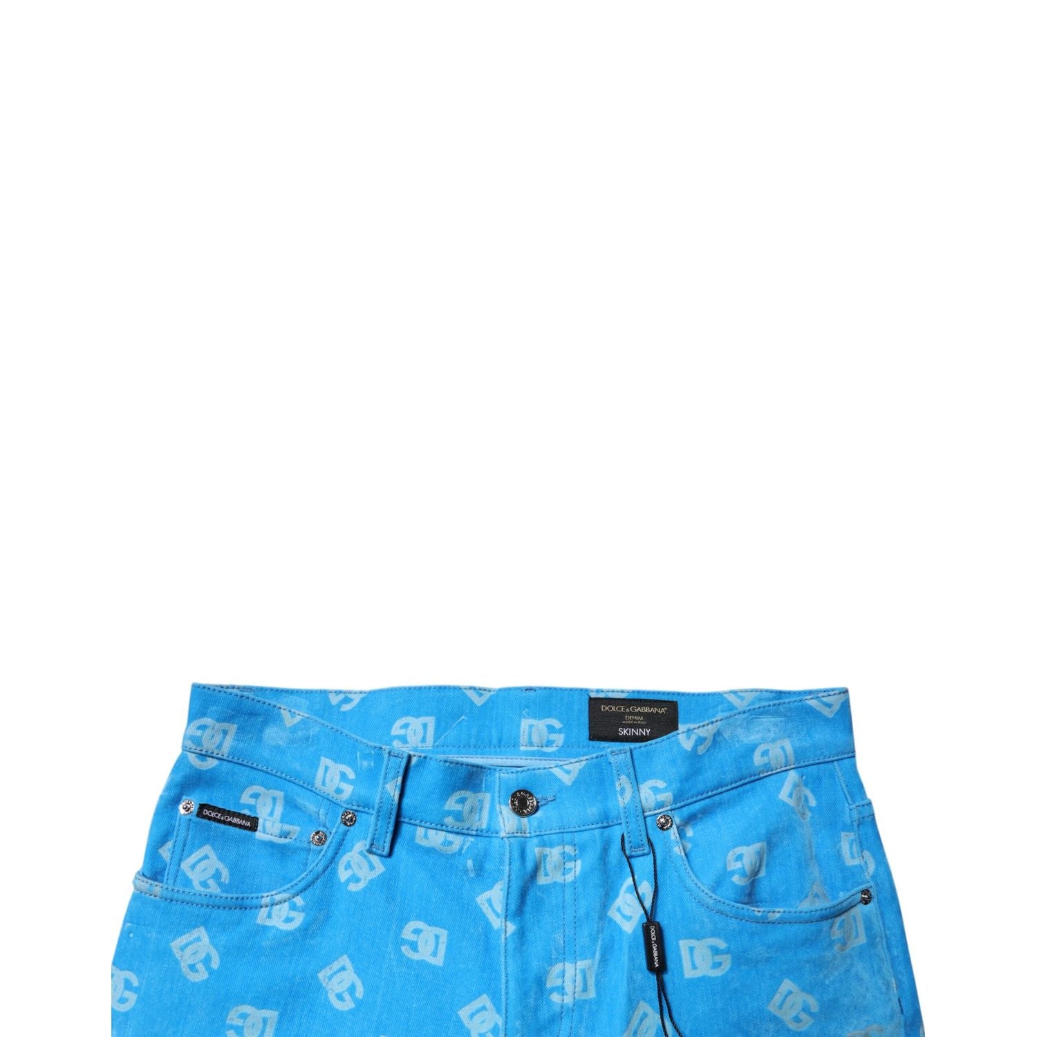 Dolce & Gabbana Blue Logo Monogram Cotton Skinny Denim Jeans
