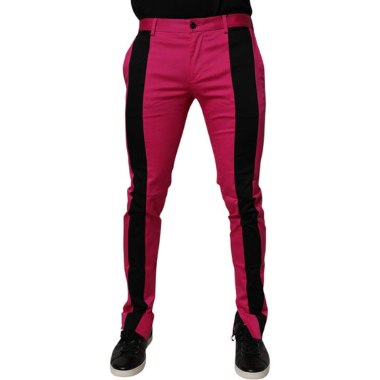 Dolce & Gabbana Pink Black Stripe Slim Fit Men Dress Pants PAN75169-48